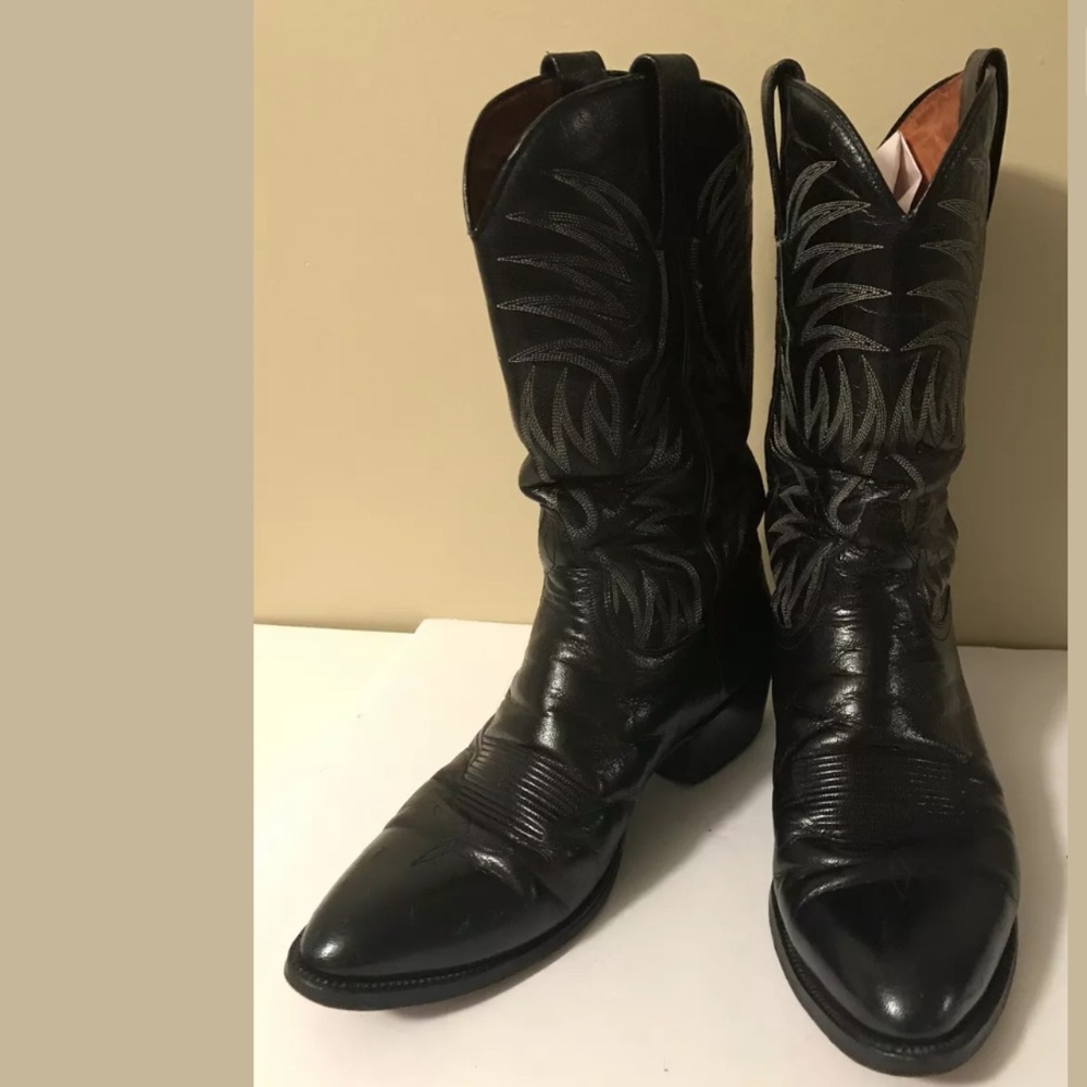 Vintage FRAUSA Black Leather Western Cowboy Boots